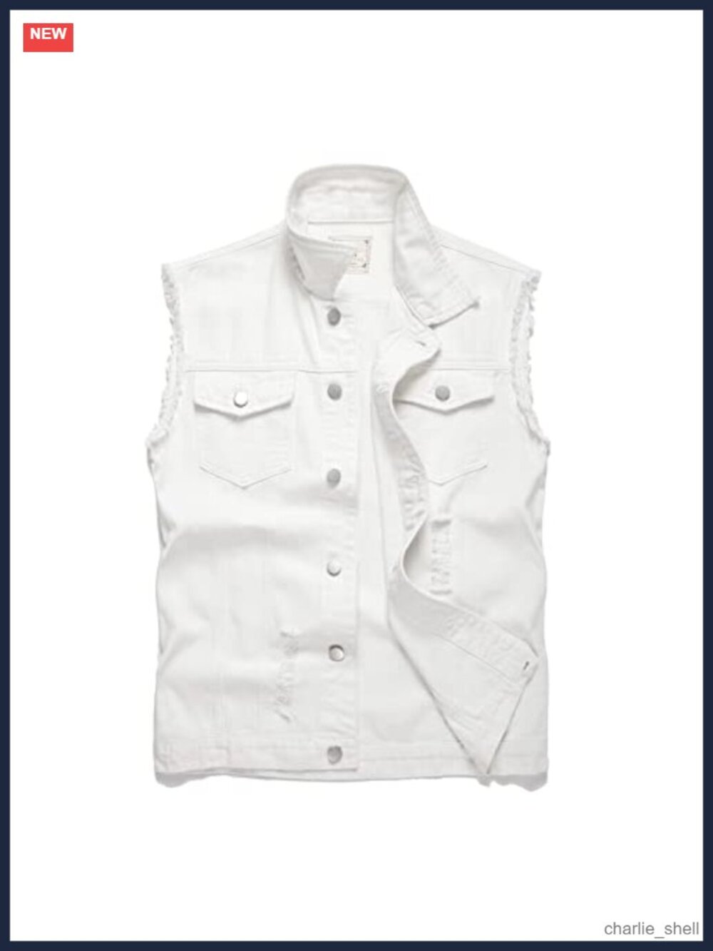 Men's Retro Ripped Denim Vest Lapel Sleeveless Slim Fit Jean Vest